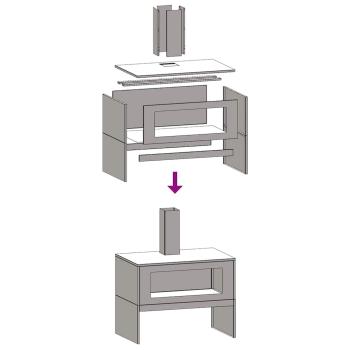 Feuerstelle mit Schornstein 80x50x96 cm Wetterstahl