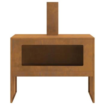 Feuerstelle mit Schornstein 80x50x96 cm Wetterstahl