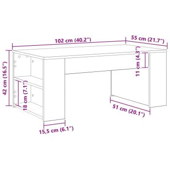 Couchtisch Schwarz Eiche 102x55x42 cm Holzwerkstoff