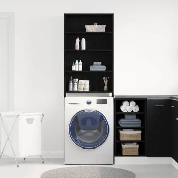 Waschmaschinen-Schrank Schwarz-Eiche 64x24x190 cm MDF