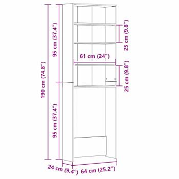 Waschmaschinen-Schrank Schwarz-Eiche 64x24x190 cm MDF