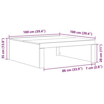 Couchtisch aus schwarzem Eichenholz - 100x100x35 cm Hergestellt aus engineered Holz