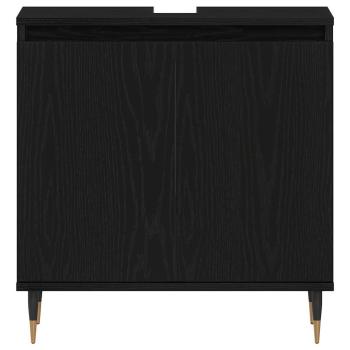 Waschbecken Schrank Schwarz Eiche 58x33x60 cm Holzwerkstoff