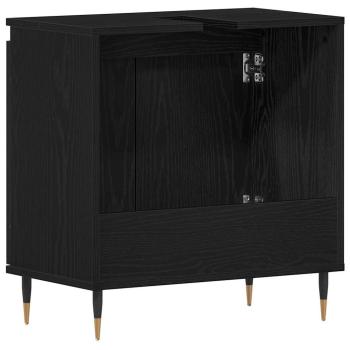 Waschbecken Schrank Schwarz Eiche 58x33x60 cm Holzwerkstoff