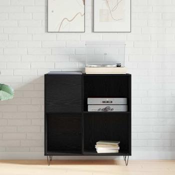Record Cabinet Schwarz Eiche 84,5x38x90 cm Holzwerkstoff