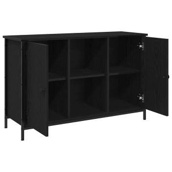 Fernsehcabinet Schwarzes Eichenholz 101x35x65 cm Holzwerkstoff und Stahl