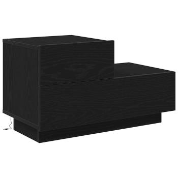 Nachttisch mit LED-Lichtern Schwarz Eiche 70 x 36 x 40,5 cm