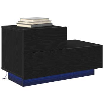 Nachttisch mit LED-Lichtern Schwarz Eiche 70 x 36 x 40,5 cm