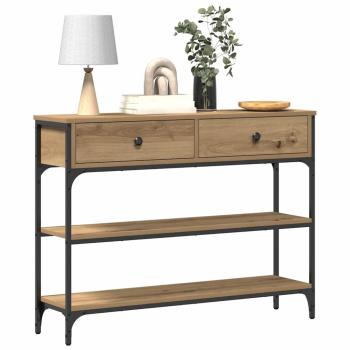 Konsolentisch Eichenholz 100x25x75 cm Holzwerkstoff & Stahl