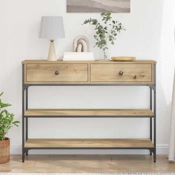 Konsolentisch Eichenholz 100x25x75 cm Holzwerkstoff & Stahl