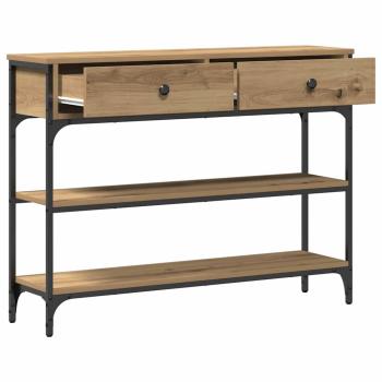 Konsolentisch Eichenholz 100x25x75 cm Holzwerkstoff & Stahl