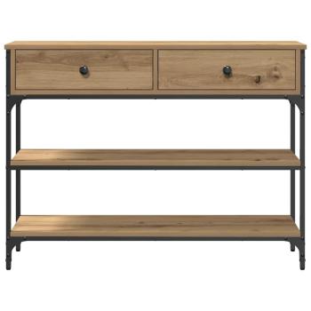 Konsolentisch Eichenholz 100x25x75 cm Holzwerkstoff & Stahl
