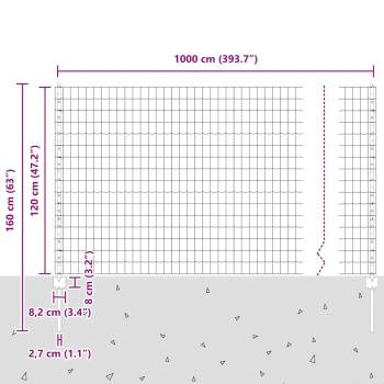 Euro-Zaun mit 10 U-Posts Grau 1,2x10 m Stahl