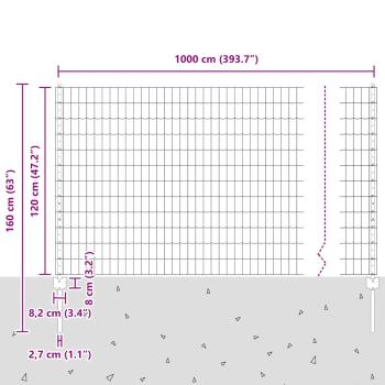 Euro Zaun mit 10 U-Posten Grau 1,2x10 m Stahl