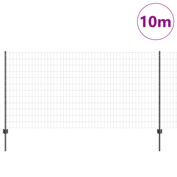 Euro Zaun mit 10 U-Posten Grau 1,2x10 m Stahl