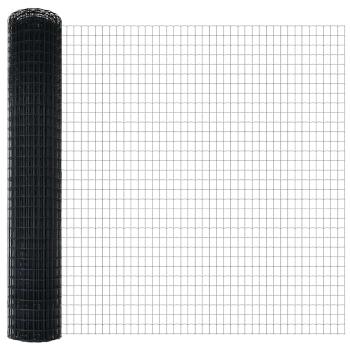 Euro Zaun mit 10 U-Pfosten Grau 1,5x10 m Stahl