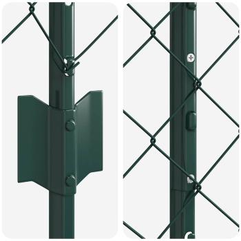 Kettenzaun mit 10 U-Pfosten Grün 1.4x10 m Stahl
