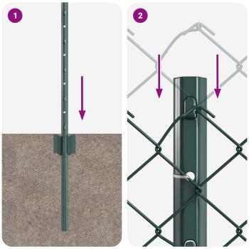 Kettenzaun mit 22 U-Posts Grün 0,4x25 m aus Stahl