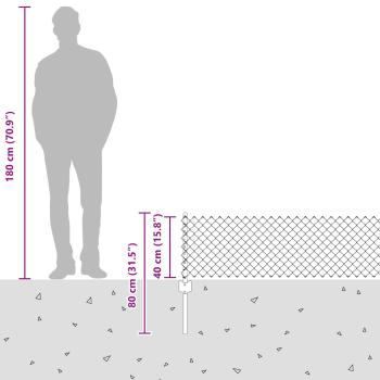 Kettenzaun mit 22 U-Posts Grün 0,4x25 m aus Stahl