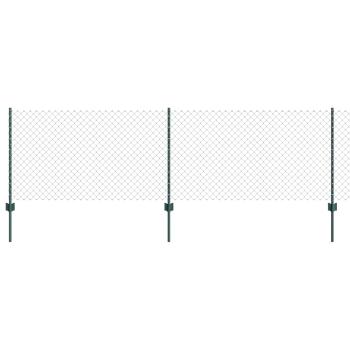 Kettenzaun mit 22 U-Pfosten Grün 0,8x25 m Stahl