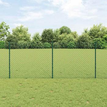 ARDEBO.de - Kettenzaun mit 22 U-Pfosten Grün 1x25 m Stahl