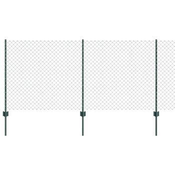 Kettenzaun mit 22 U-Pfosten Grün 1x25 m Stahl