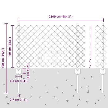 Drahtzaun mit 22 U-Pfosten Grün 0.6x25 m Stahl