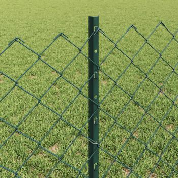 Drahtzaun mit 22 U-Pfosten Grün 0.6x25 m Stahl