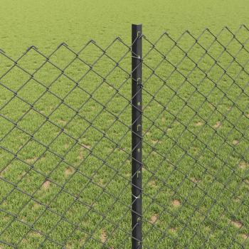 Kettengliedzaun mit 20 U-Pfosten grau 1,4x10 m Stahl