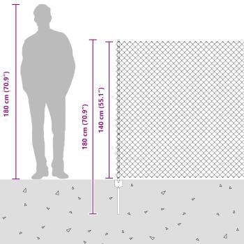 Kettengliedzaun mit 20 U-Pfosten grau 1,4x10 m Stahl