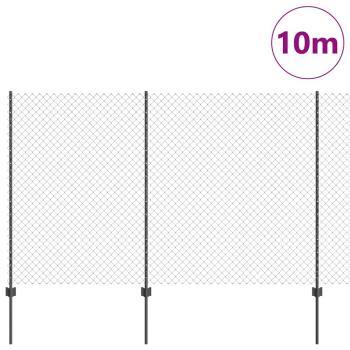Kettenzaun mit 20 U-Pfosten Grau 1,5x10 m Stahl