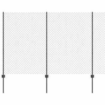 Drahtzaun mit 20 U-Posts grau 1,6x10 m Stahl