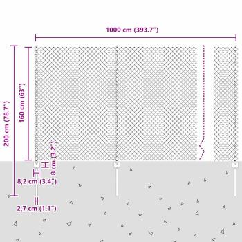 Drahtzaun mit 20 U-Posts grau 1,6x10 m Stahl