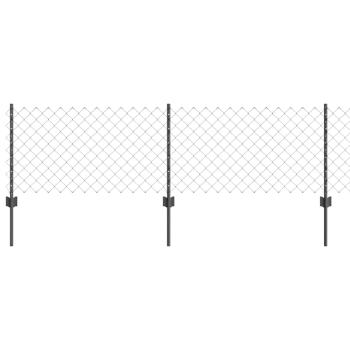 Drahtzaun mit 10 U Pfosten Grau 0,6x10 m Stahl