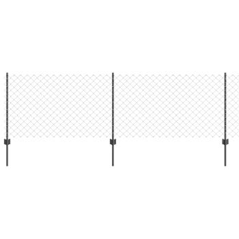Kettengitterzaun mit 10 U-Pfosten Grau 0.8x10 m Stahl