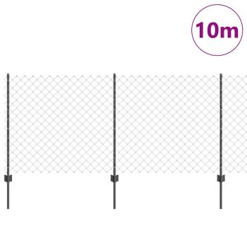 Kettenzaun mit 20 U-Posten Grau 1x10 m Stahl