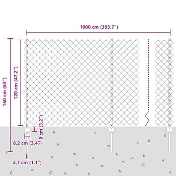 Drahtzaun mit 20 U-Pfosten Grau 1,2x10 m Stahl