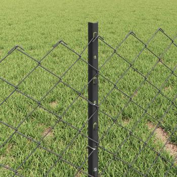 Kettengliedzaun mit 22 U-Posten Grau 0,4x25 m Stahl