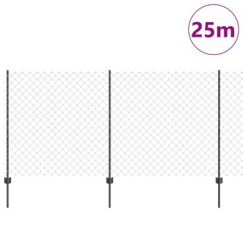 Kettenzaun mit 44 U-Posts Grau 1,2x25 m Stahl