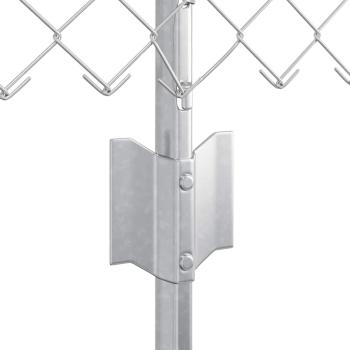 Kettengitterzaun mit 10 U-Posts Silber 0,4x10 m Stahl