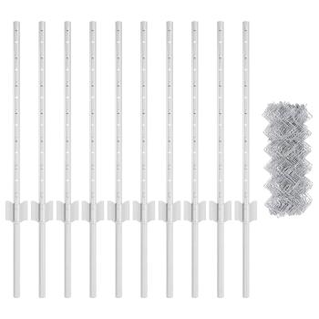 Kettenzaun mit 10 U-Posts Silber 0.6x10 m Stahl