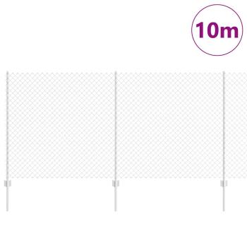 Kettenzaun mit 20 U-Pfosten Silber 1,2x10 m Stahl