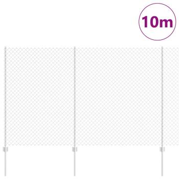 Kettenschlosszaun mit 20 U-Posten Silber 1,5x10 m Stahl