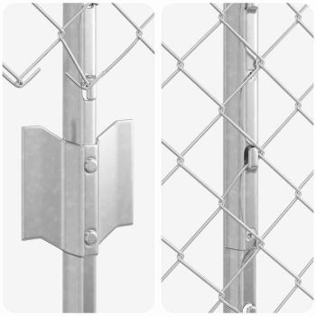 Kettenschlosszaun mit 20 U-Posten Silber 1,5x10 m Stahl