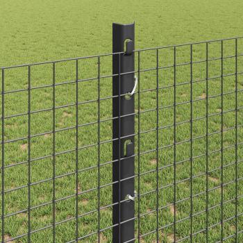 Schweißdrahtzaun mit 22 U-Pfosten Grau 1.2x25 m Stahl