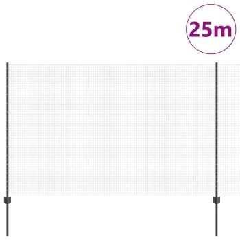 Geschweißter Drahtzaun mit 22 U-Posts Grau 1,6x25 m Stahl