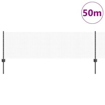 Geschweißter Drahtzaun mit 22 U Pfosten Grau 0,6x50 m Stahl
