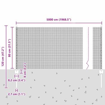 Geschweißter Drahtzaun mit 22 U-Posten Grau 0,8x50 m Stahl