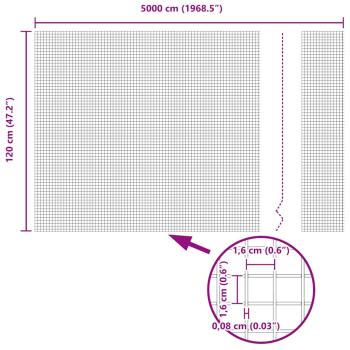Schweißdrahtzaun mit 44 U-Posts Grau 1.2x50 m Stahl