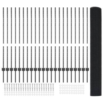Geschweißter Drahtzaun mit 44 U-Posts Grau 1,2x50 m Stahl
